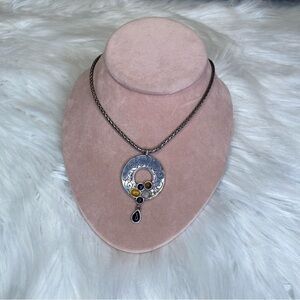 Brighton Sterling Silver 925 Pendant Necklace With Polished Gemstones